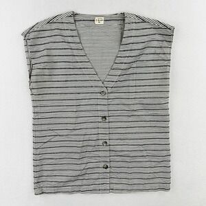 Bridge & Burn Womens Shirt Size S Nora Sleeveless Button Gray Striped Cotton